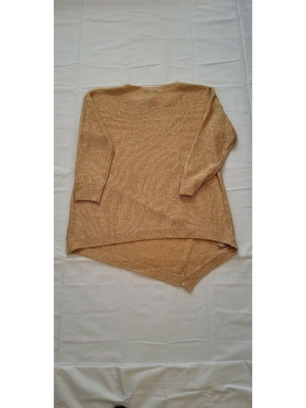 Verve Ami Women's Asymmetric Hem Shimmery Gold Pullover Sweater Plus Size 2X NWT - Picture 2 of 12